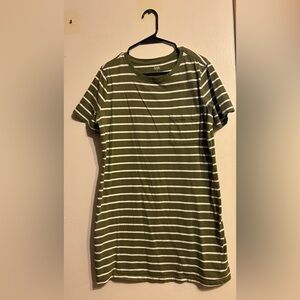 Green Striped T-Shirt Dress